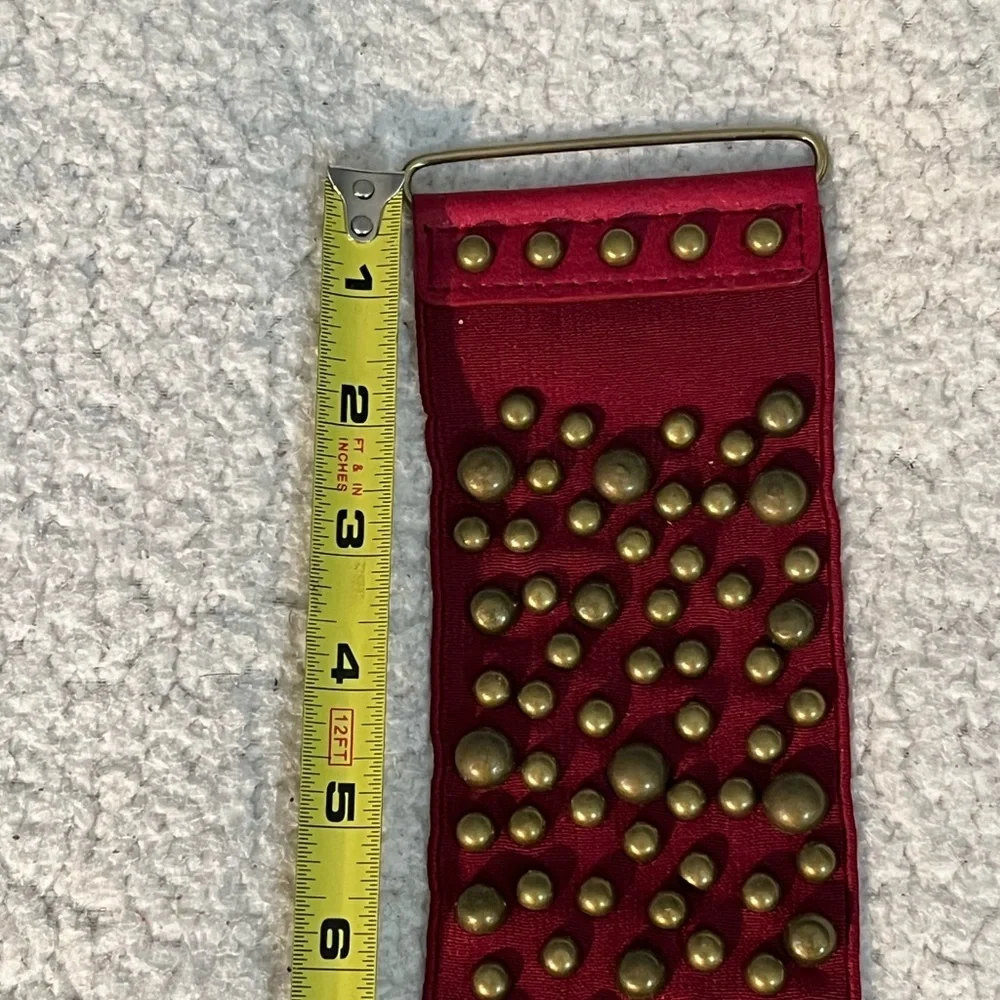 Vintage Studded Stretch Retro Red Belt - Picture 6 of 13